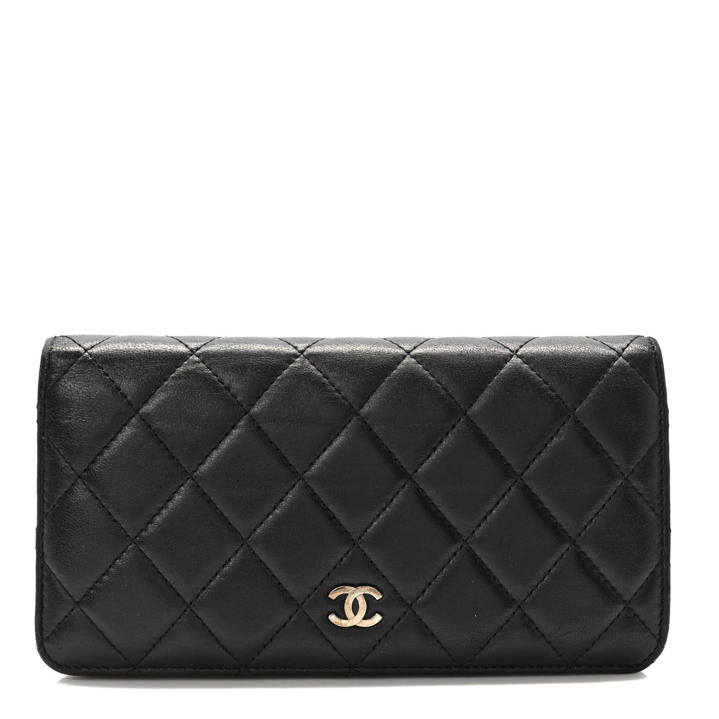 Lambskin Quilted Yen Wallet Black