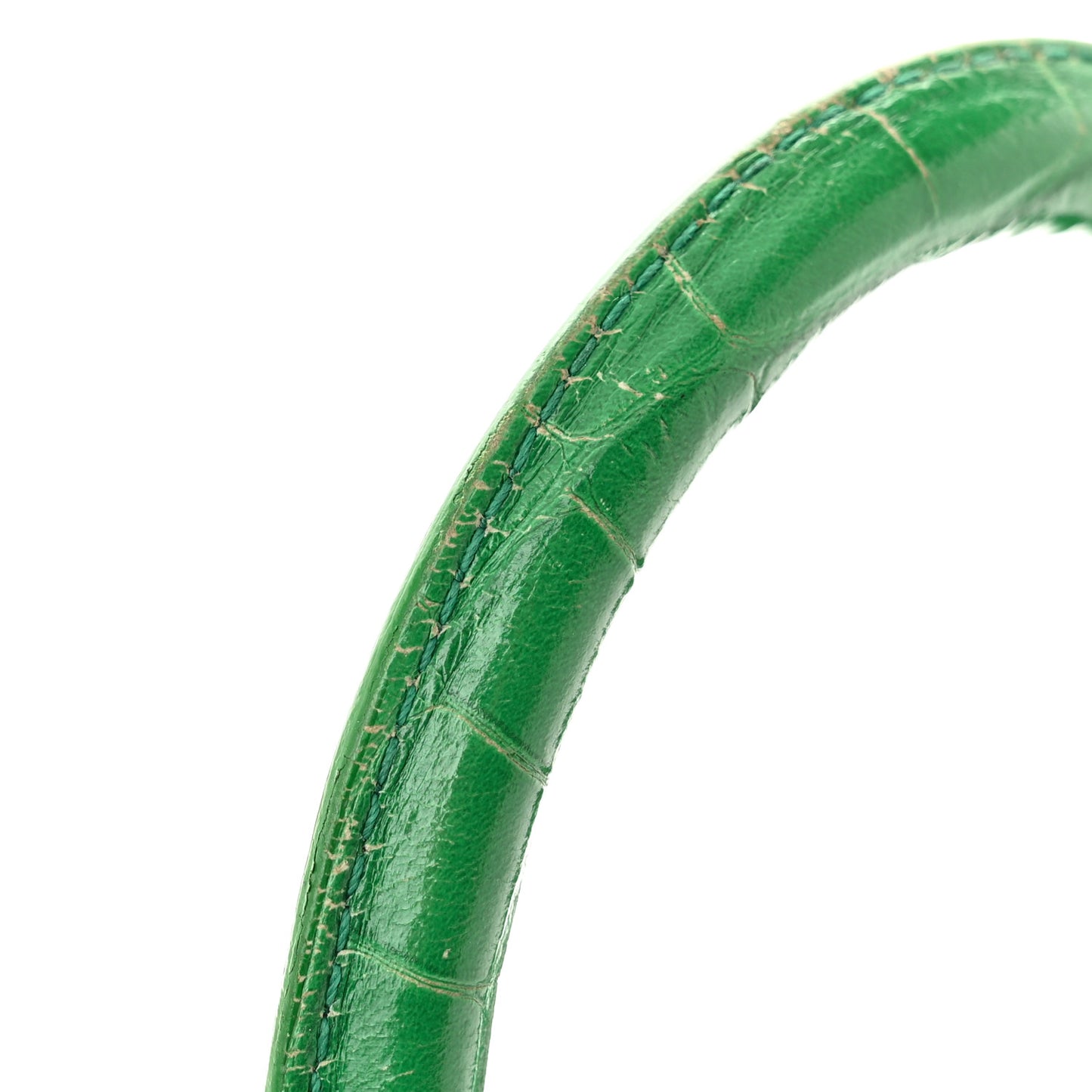 Shiny Calfskin Crocodile Embossed Small Hourglass Top Handle Bag Leaf Green