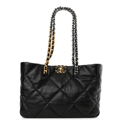 Chanel Lambskin Quilted Chanel 19 East West Shopping Bag Black 1 of 11
