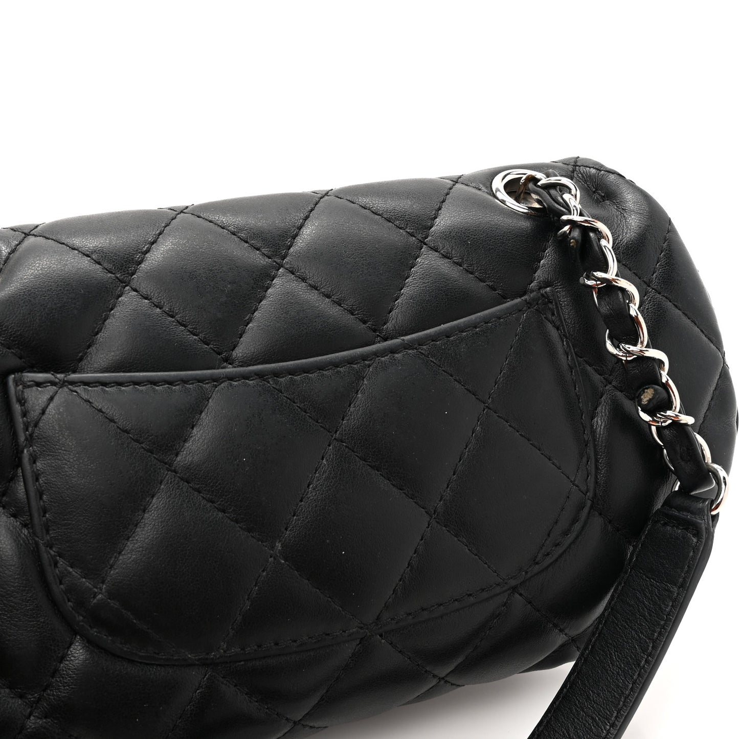 Calfskin Quilted CC Uniform Flap Belt Bag Black