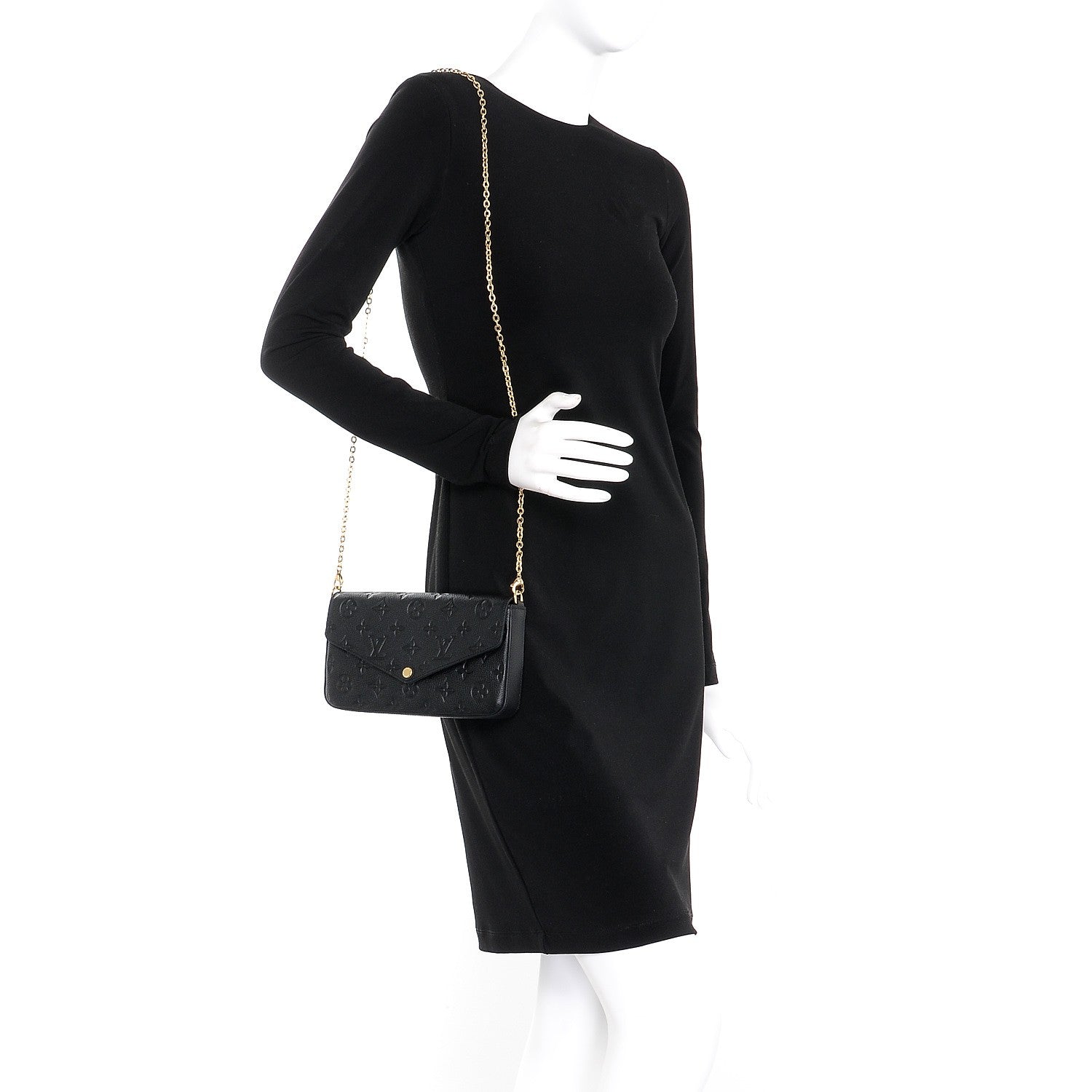 Louis Vuitton Empreinte Pochette Felicie Chain Wallet Black 2 of 8