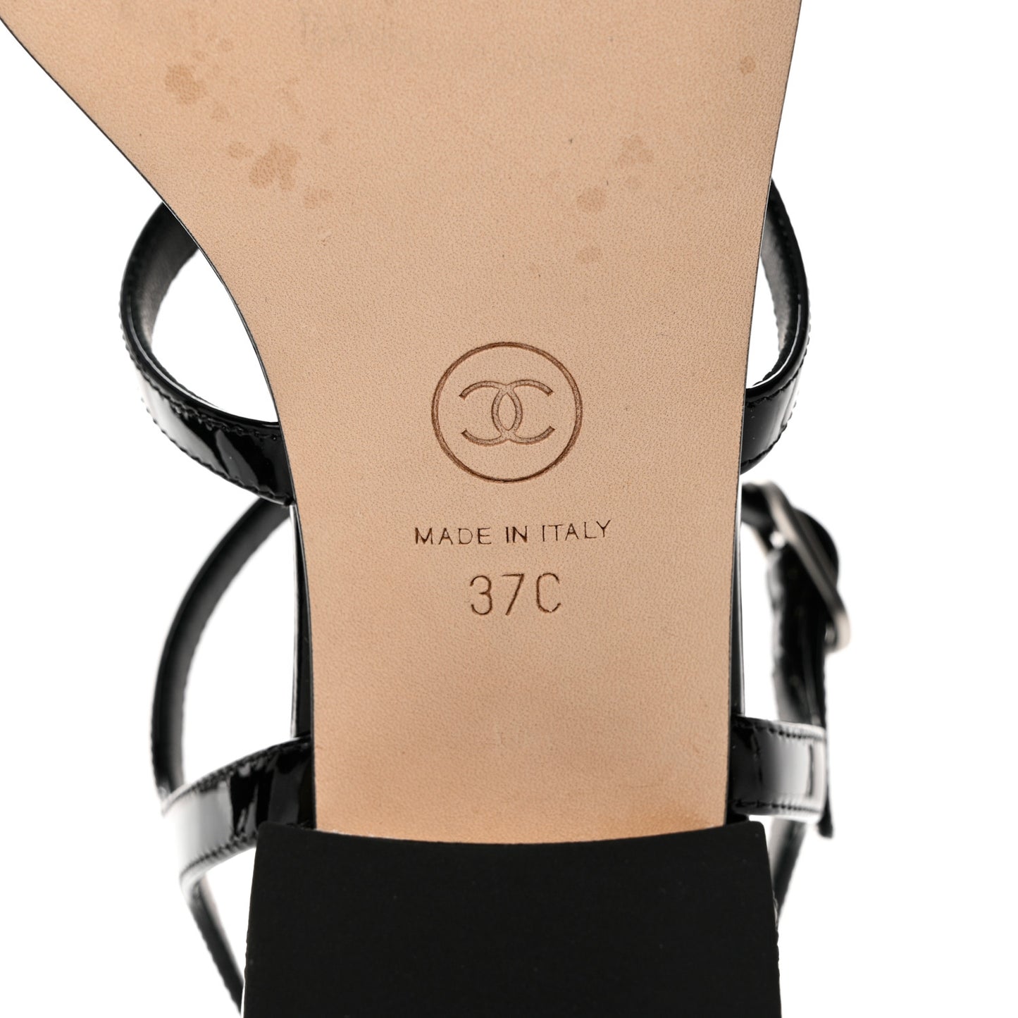 Patent CC Logo Thong Sandals 37 Black