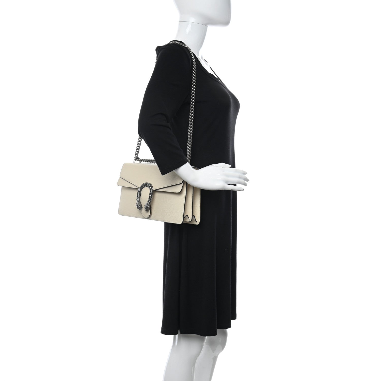Gucci Textured Calfskin Crystal Small Dionysus Shoulder Bag Mystic White 2 of 12