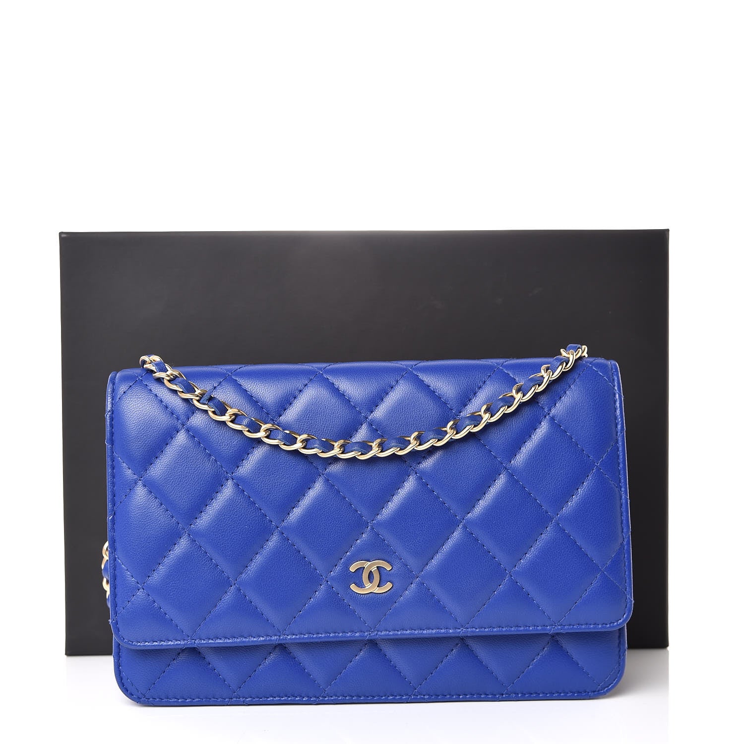 Chanel Lambskin Quilted Wallet On Chain WOC Dark Blue 11 of 11