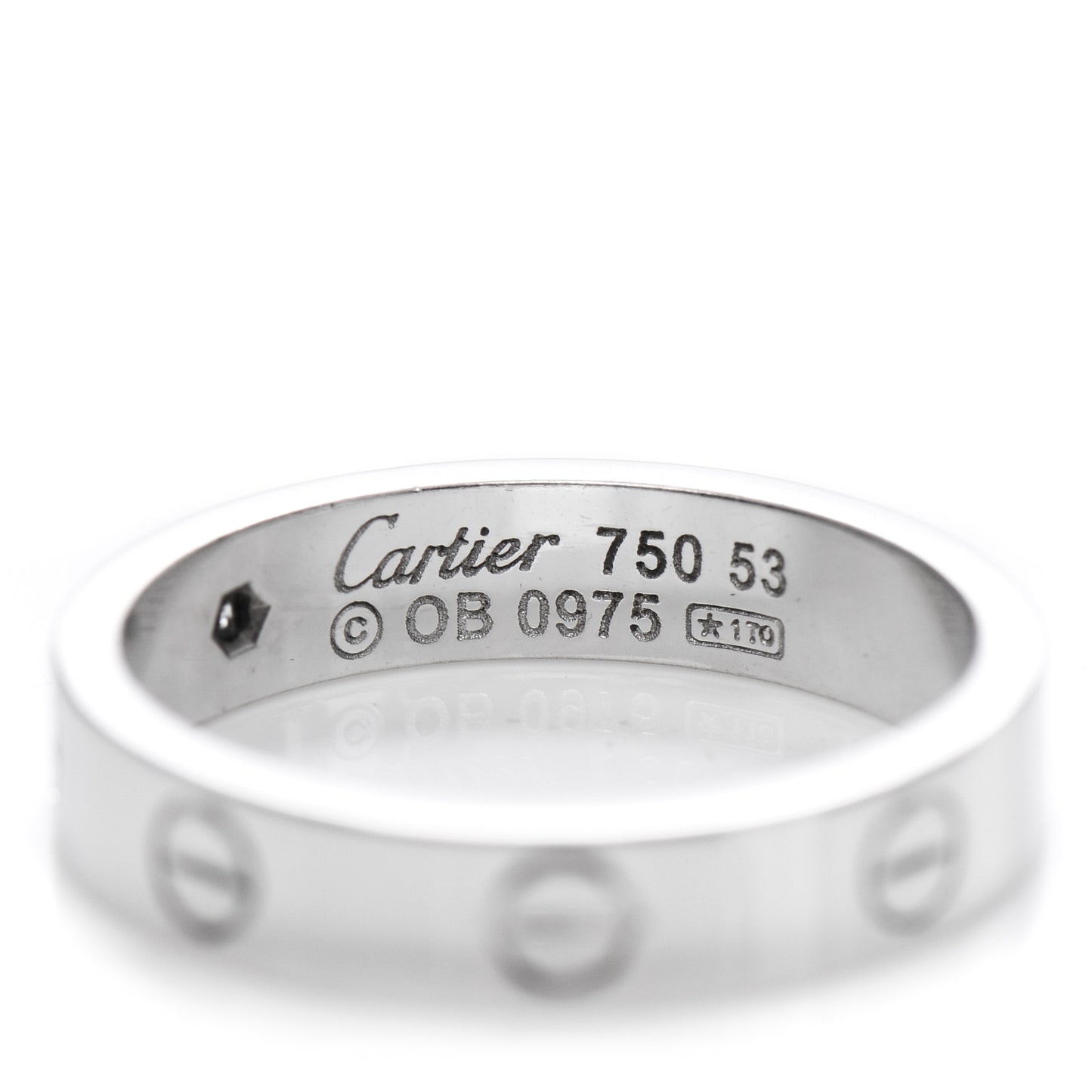 18K White Gold Diamond 4mm LOVE Wedding Band Ring 53 6.5