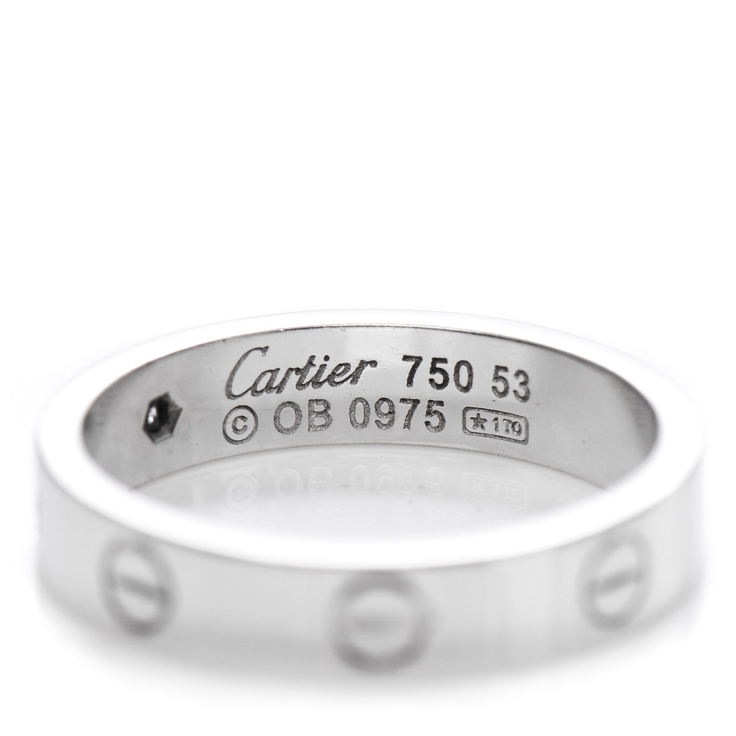 Cartier 18K White Gold Diamond 4mm LOVE Wedding Band Ring 53 6.5 4 of 4