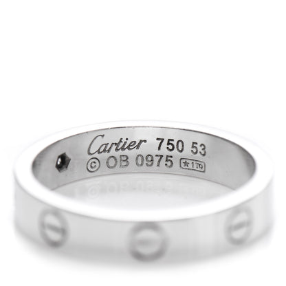 Cartier 18K White Gold Diamond 4mm LOVE Wedding Band Ring 53 6.5 4 of 4