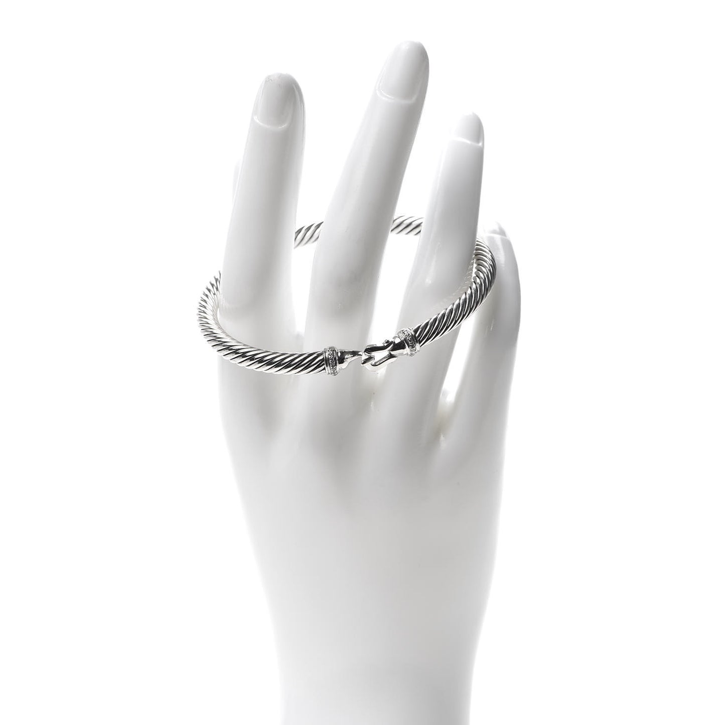 Sterling Silver Diamond 5mm Cable Buckle Bracelet