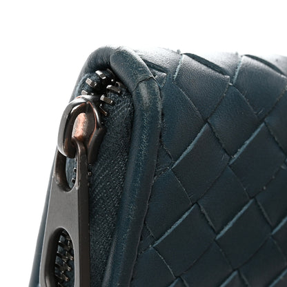 Bottega Veneta Nappa Intrecciato Zip Around Wallet Blue 17 of 21