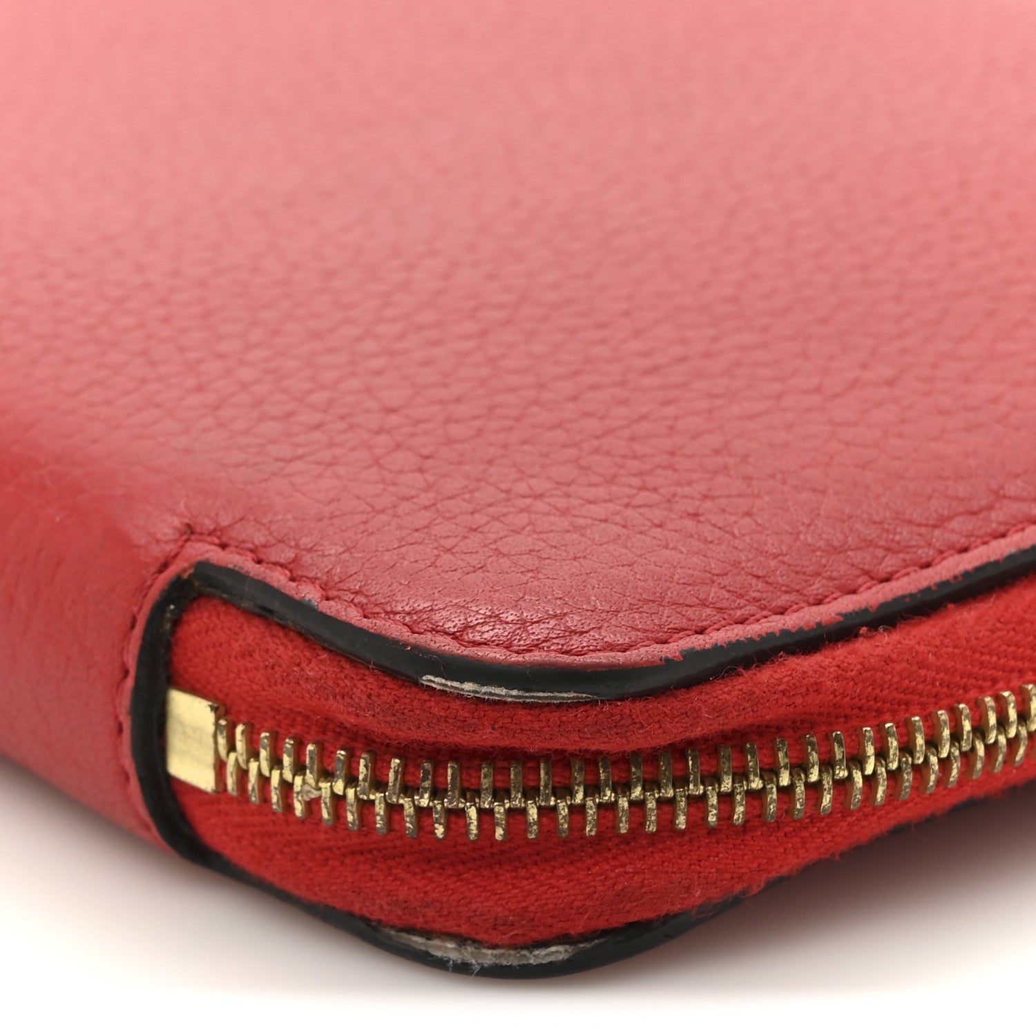 Celine Drummed Calfskin Large Zip Around Multifunction Wallet Red 9 of 12