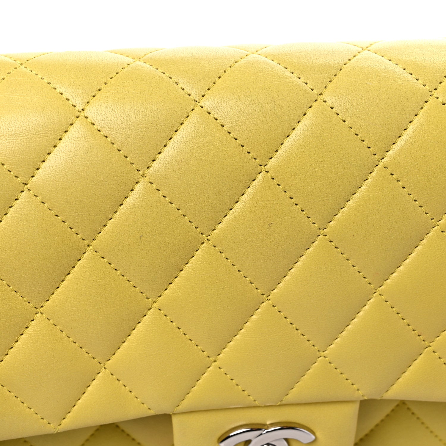 Chanel Lambskin Quilted Medium Double Flap Yellow 14 of 14