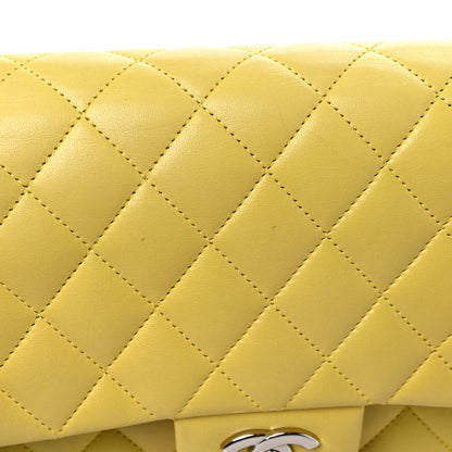 Chanel Lambskin Quilted Medium Double Flap Yellow 14 of 14