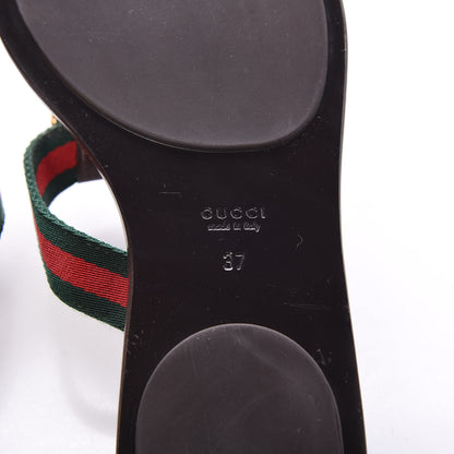 Gucci Nylon Calfskin Web GG Monogram Womens Thong Sandals 37 Green Red Cocoa 8 of 10