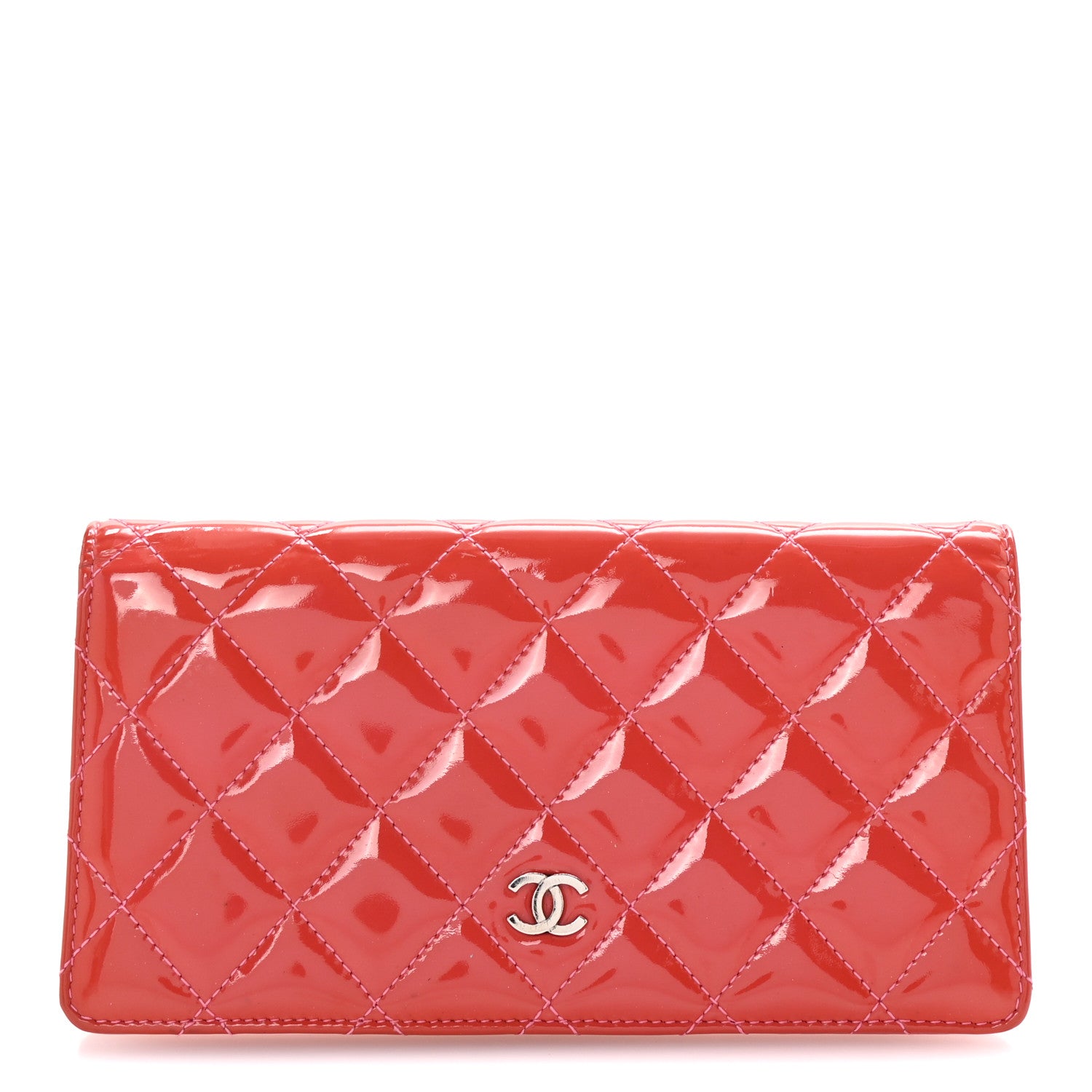 Chanel Patent Calfskin Quilted Yen Wallet Dark Pink 1 of 8