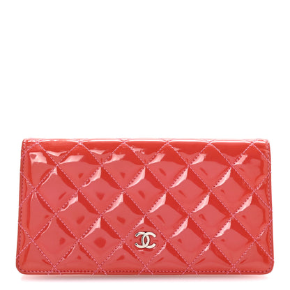 Chanel Patent Calfskin Quilted Yen Wallet Dark Pink 1 of 8