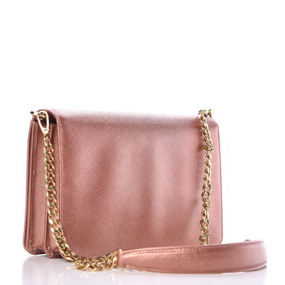 Prada Metallic Saffiano Lux Chain Wallet Antico Mordore 3 of 12