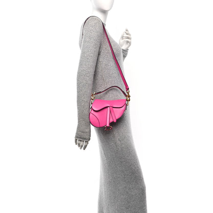 Christian Dior Supple Calfskin Mini Saddle Bag With Strap Passion Pink 2 of 10
