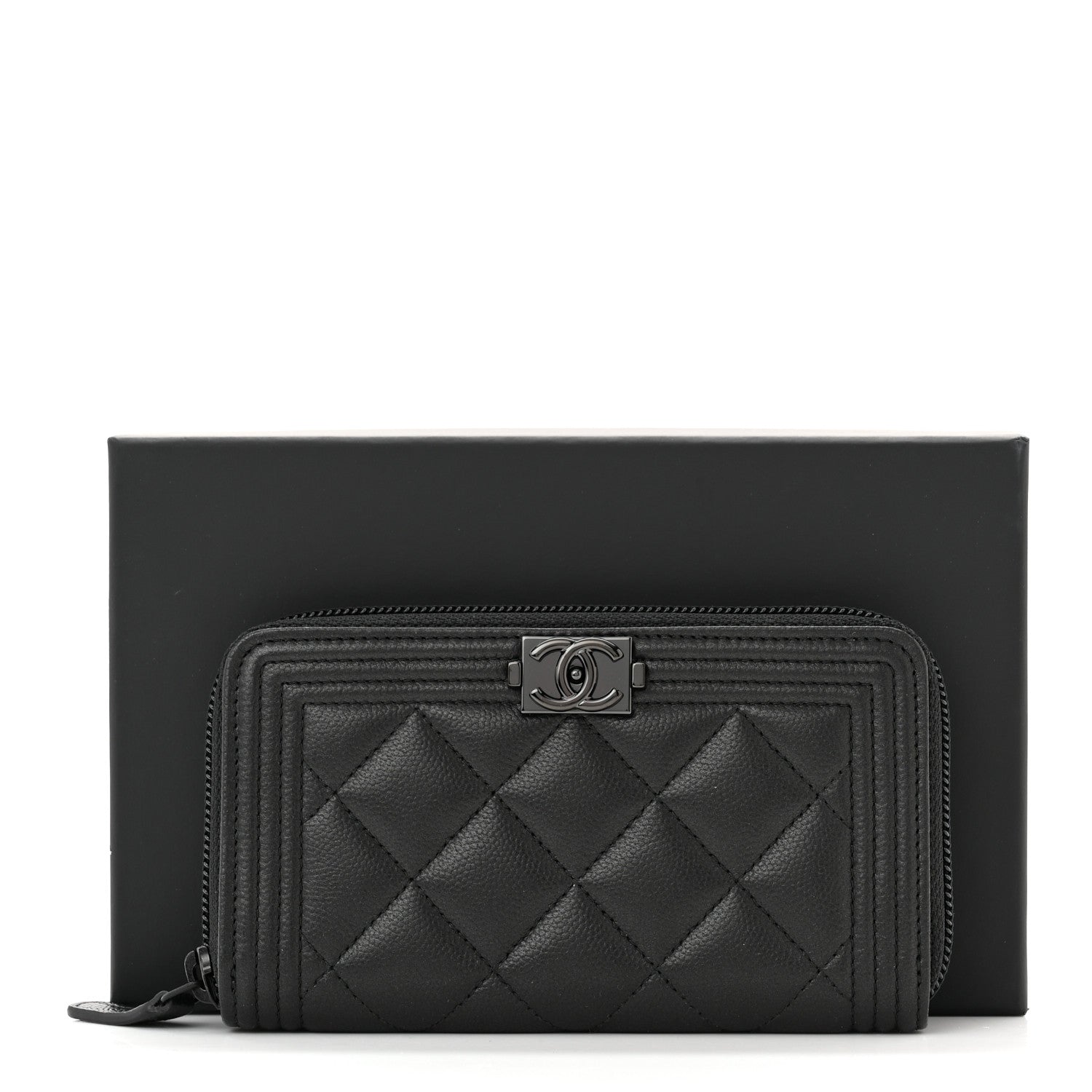 Chanel Caviar Quilted Small Boy Zip Around Wallet So Black 9 of 9