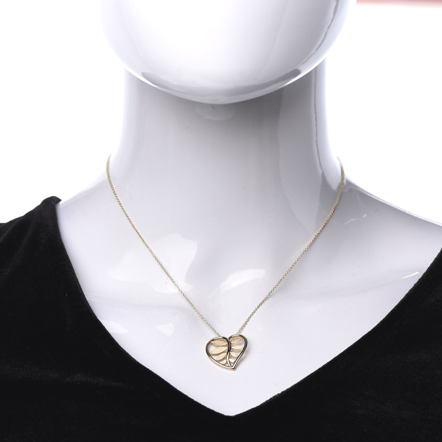 Tiffany 18K Yellow Gold Paloma Picasso Villa Paloma Heart Palm Pendant Necklace 2 of 10
