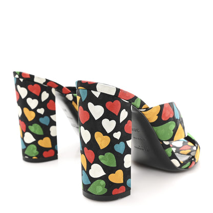 Saint Laurent Satin Heart Bianca Knotted Mule Sandals 36.5 Black Multicolor 5 of 10