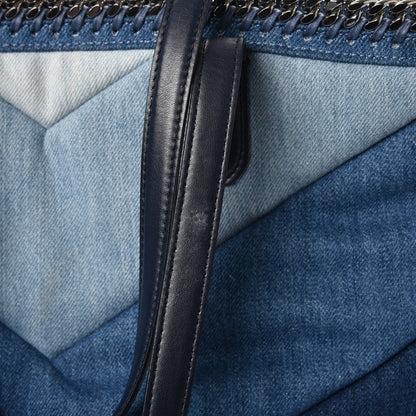 Stella McCartney Eco Denim Chevron Quilted Falabella East West Shopper Tote Blue 6 of 9