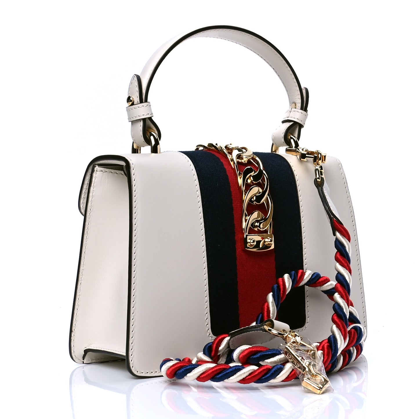 Calfskin Mini Sylvie Top Handle Bag White