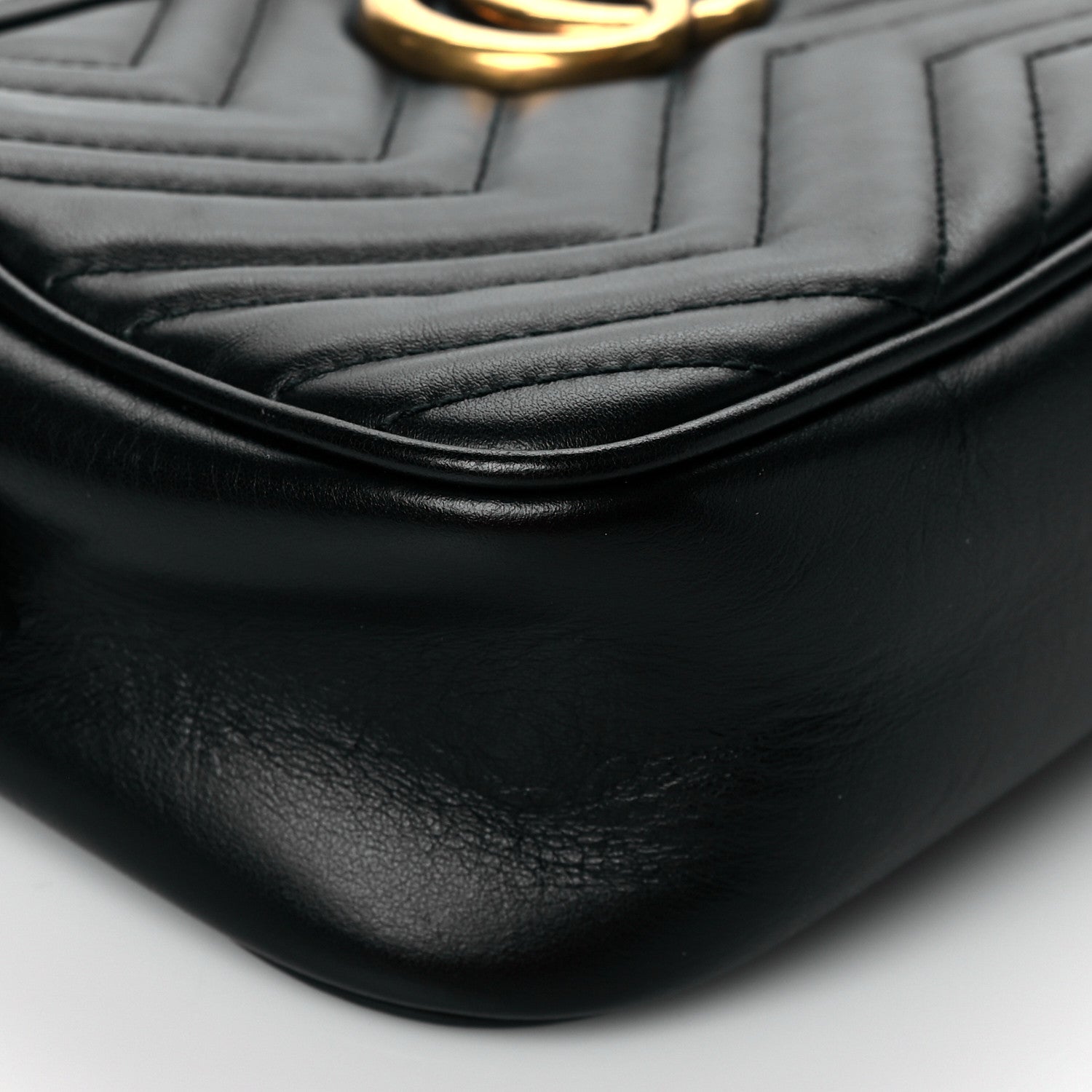 Gucci Calfskin Matelasse Small GG Marmont Chain Shoulder Bag Black 10 of 11