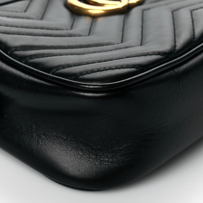 Gucci Calfskin Matelasse Small GG Marmont Chain Shoulder Bag Black 10 of 11