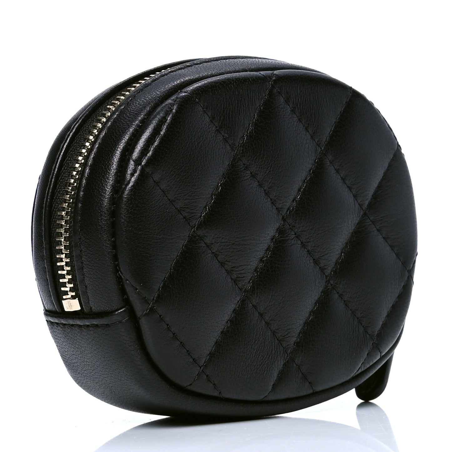 Lambskin Quilted Zip Around Classic Coin Purse Black