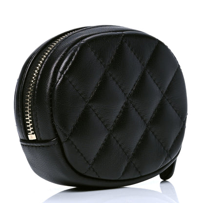 Chanel Lambskin Quilted Zip Around Classic Coin Purse Black 2 of 4