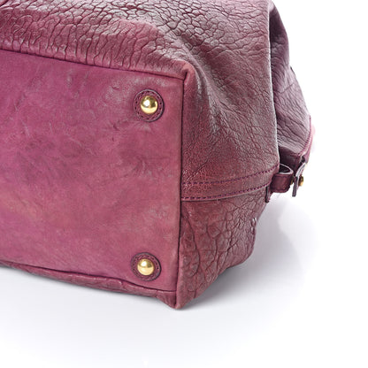 Saint Laurent Pebbled Lambskin Medium Easy Sac Burgundy 9 of 14