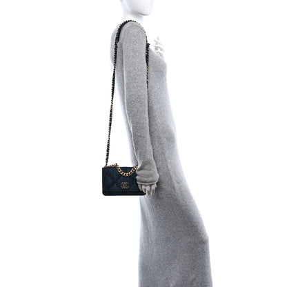 Chanel Denim Quilted Chanel 19 Wallet On Chain WOC Blue 2 of 12