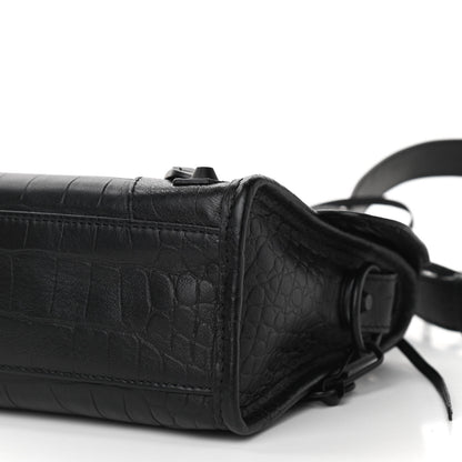 Balenciaga Matte Supple Lambskin Crocodile Embossed Classic Black Hardware Mini City Black 12 of 12