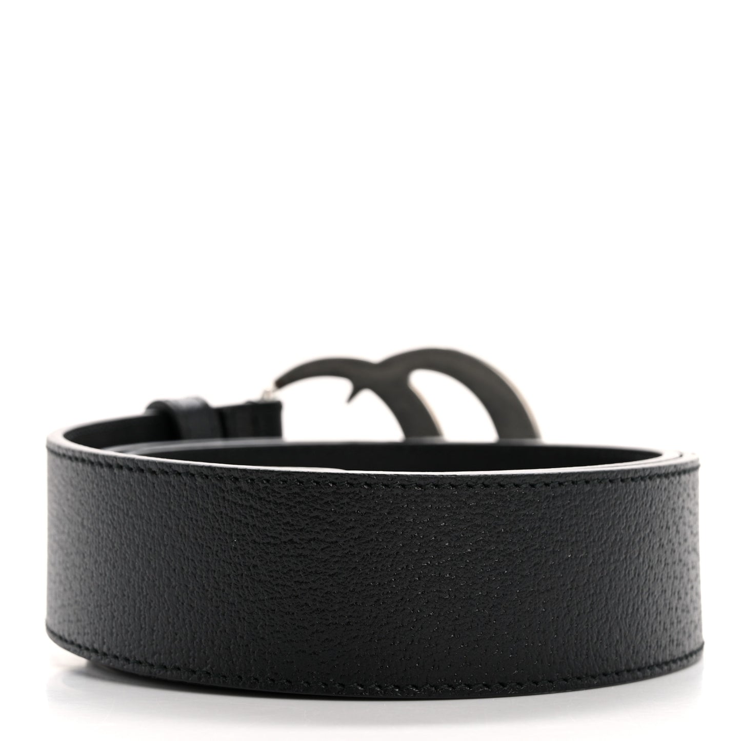 Textured Dollar Calfskin Nickel Double G 40mm Belt 80 32 Black