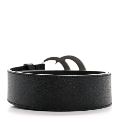 Gucci Textured Dollar Calfskin Nickel Double G 40mm Belt 80 32 Black 2 of 7