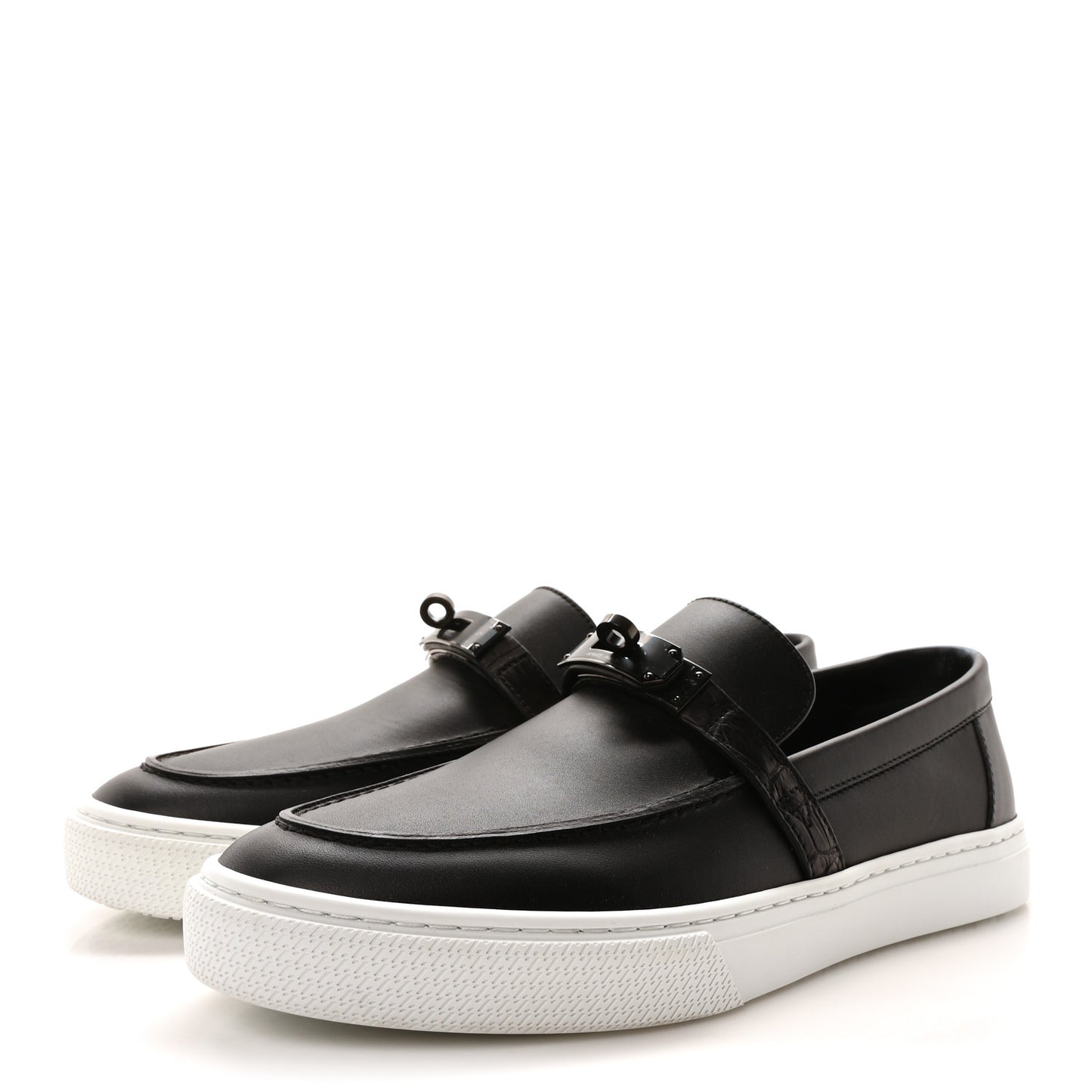 Calfskin Crocodile Game Slip On Sneakers 40 So Black