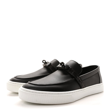 Hermes Calfskin Crocodile Game Slip On Sneakers 40 So Black 4 of 8