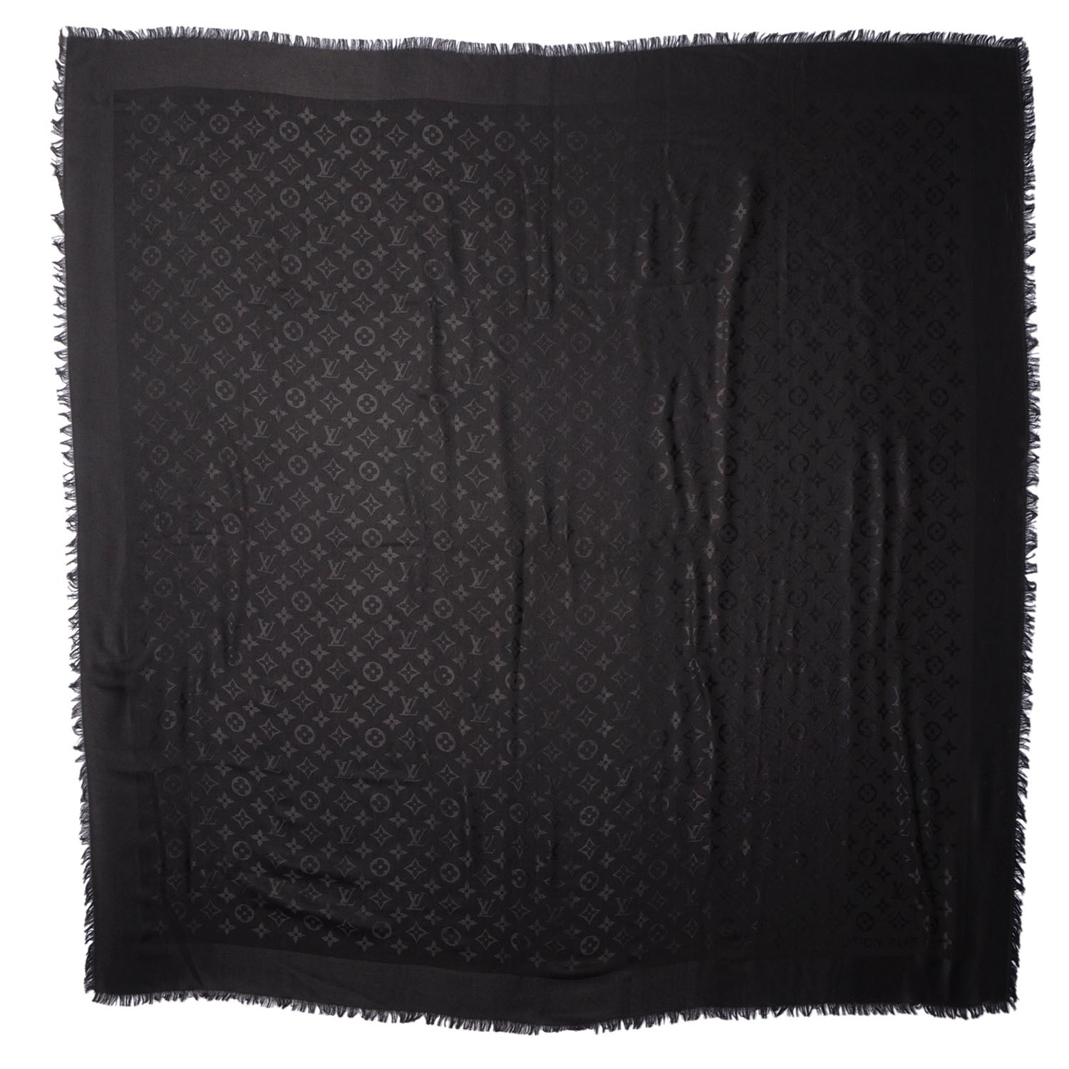 Louis Vuitton Silk Wool Monogram Shawl Black 3 of 6