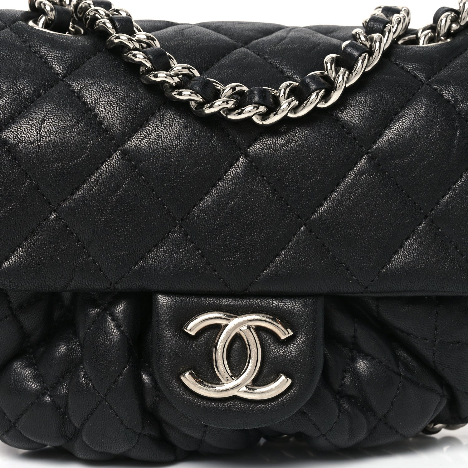Chanel Washed Lambskin Quilted Mini Chain Around Flap Black 7 of 10