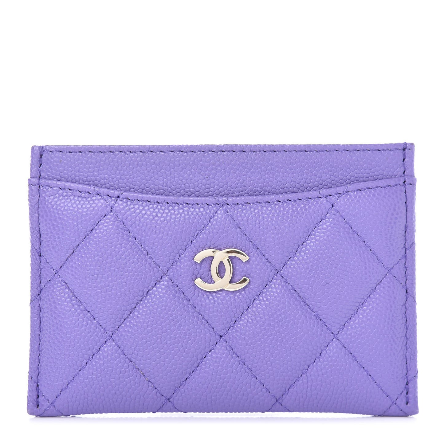 Caviar Quilted Card Holder Purple
