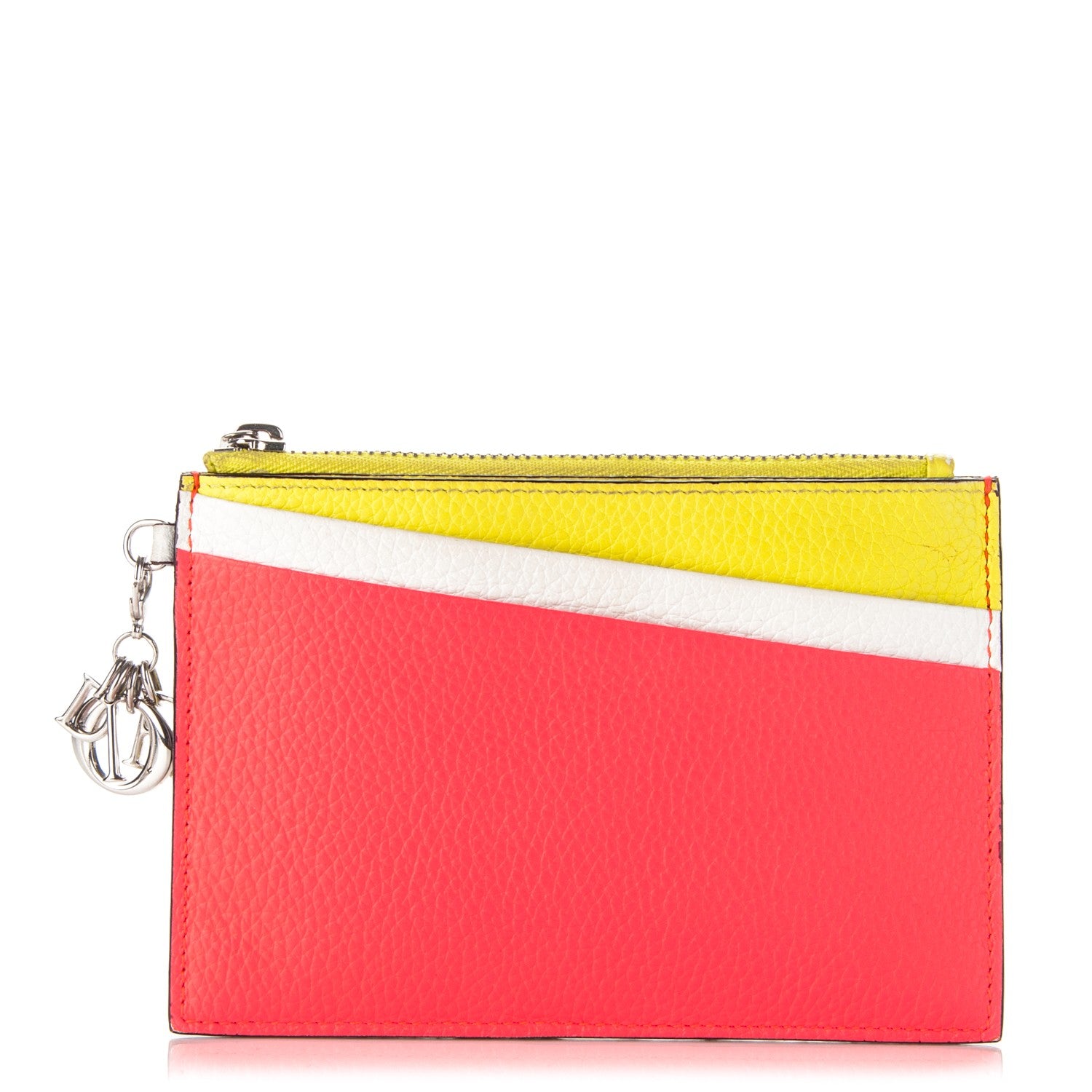 Christian Dior Bullcalf Tri-Color Diorissimo Card Holder Vert Acide 1 of 8
