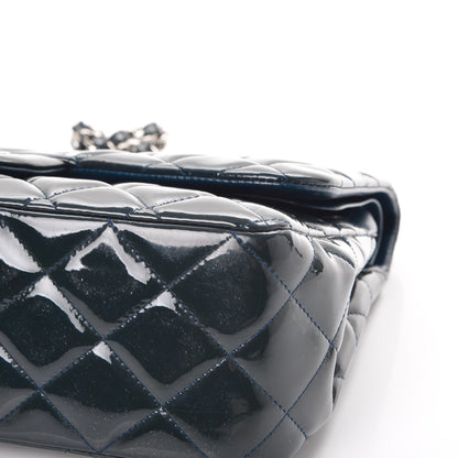 Chanel Patent Quilted Jumbo Double Flap Blue 16 of 17