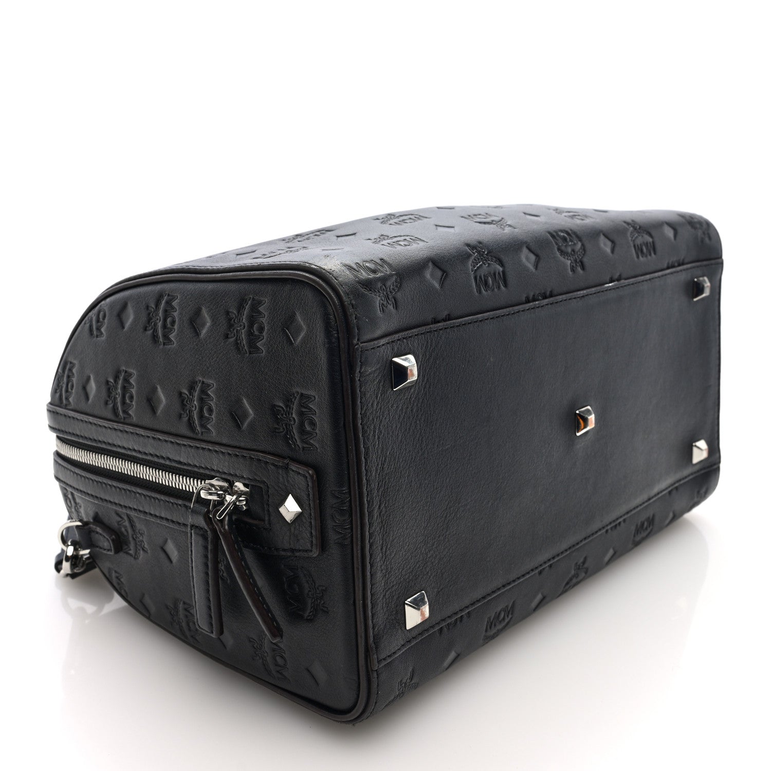 MCM Calfskin Ottomar Monogram Essential Boston Bag Black 4 of 9