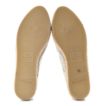 Gucci Lame Nappa GG Monogram Espadrilles 37 Silver Beige 5 of 9