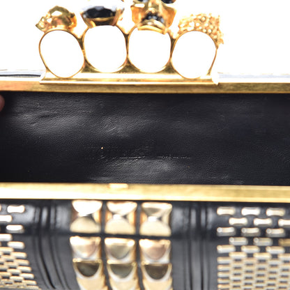 Alexander McQueen Nappa Studded Skull Knuckle Box Clutch Black 7 of 8