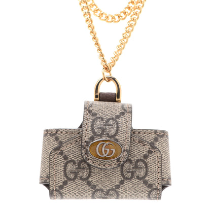 Gucci GG Supreme Monogram AirPods Case Necklace Beige Ebony 4 of 6