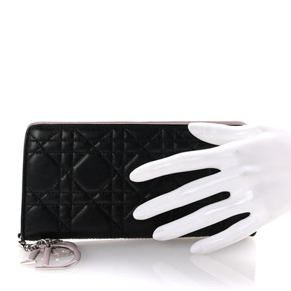 Christian Dior Lambskin Cannage Lady Dior Wallet Organizer Black Pink 2 of 7