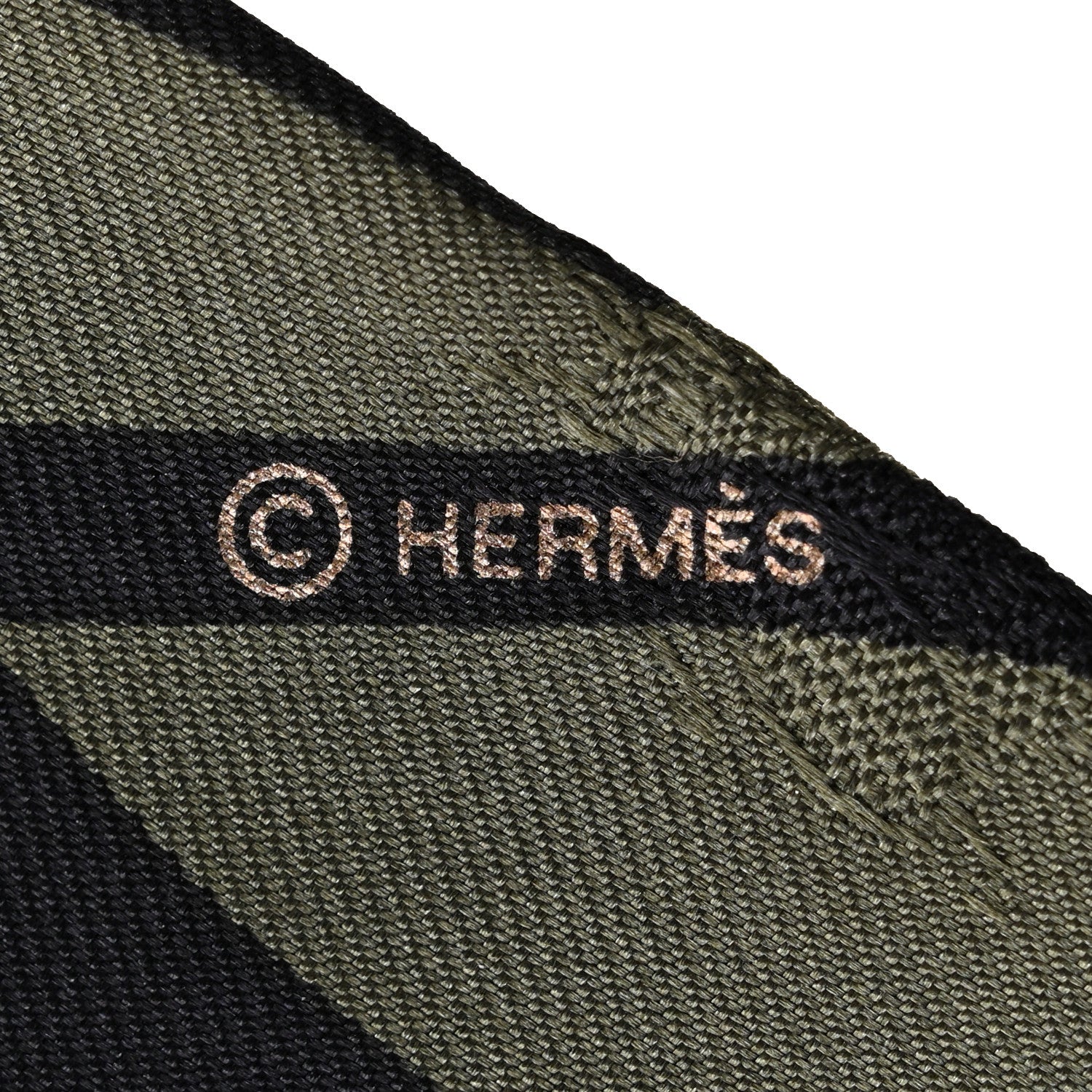 Hermes Silk Calfskin Bouquet Final Fringed Twilly Vert Loden Black 4 of 4