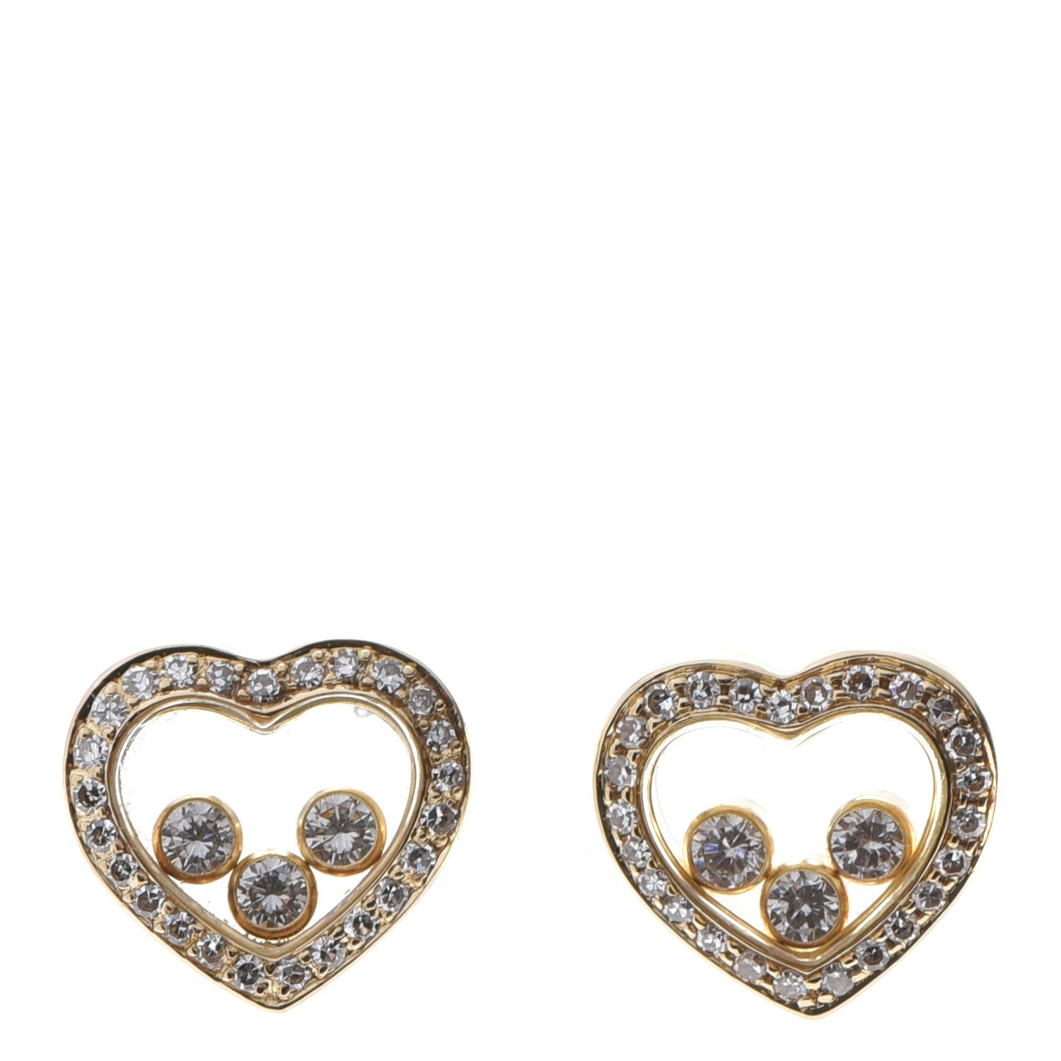 Chopard 18K Yellow Gold Happy Diamonds Heart Earrings 1 of 6