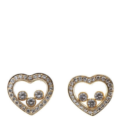 Chopard 18K Yellow Gold Happy Diamonds Heart Earrings 1 of 6